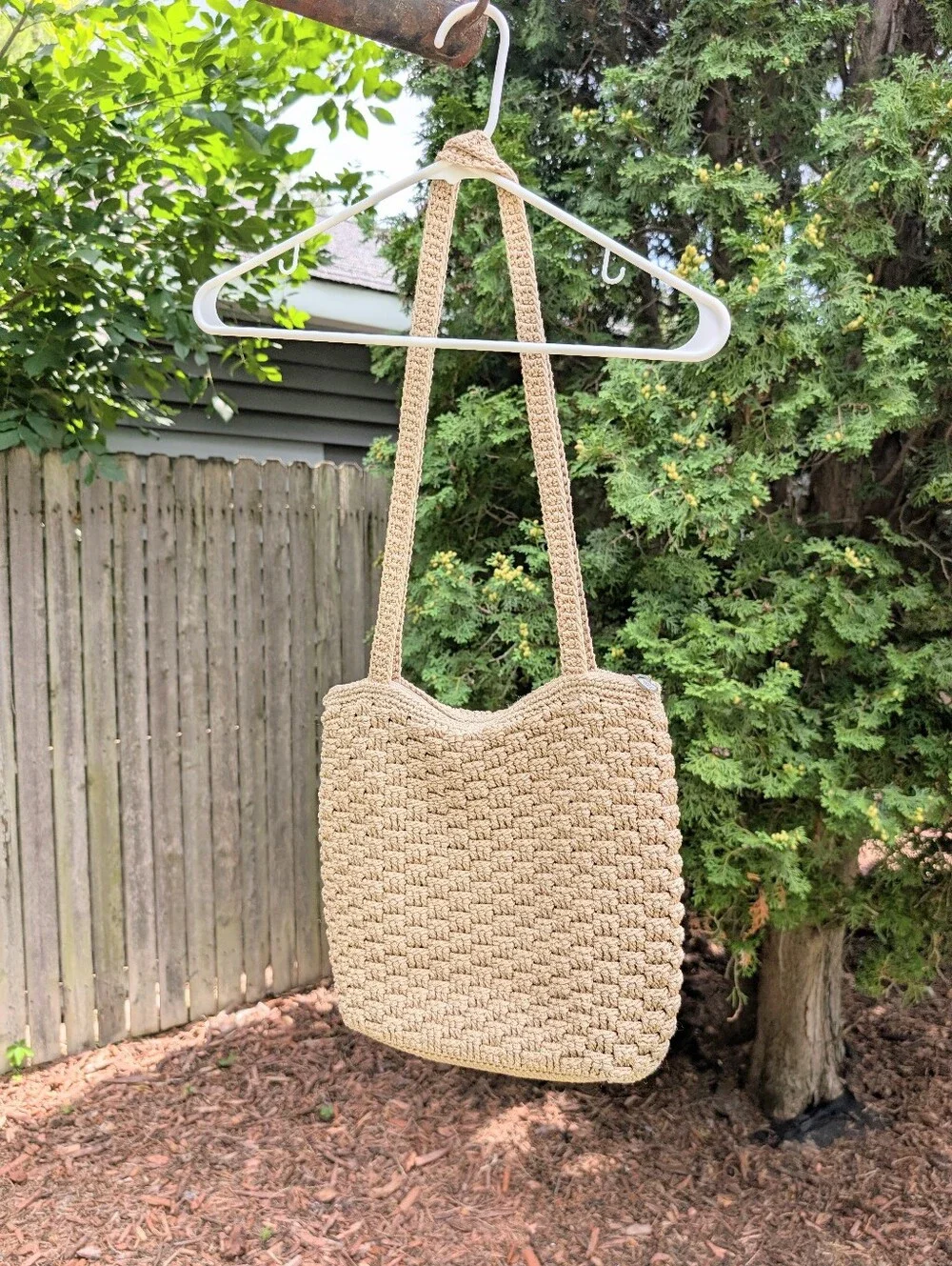 The Sak Beige Crochet Shoulder Bag
